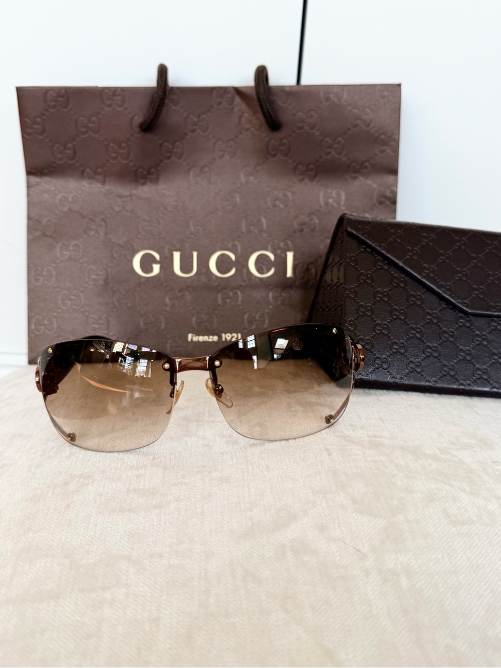 Gucci Brown Gradient Rimless Women's Sunglasses